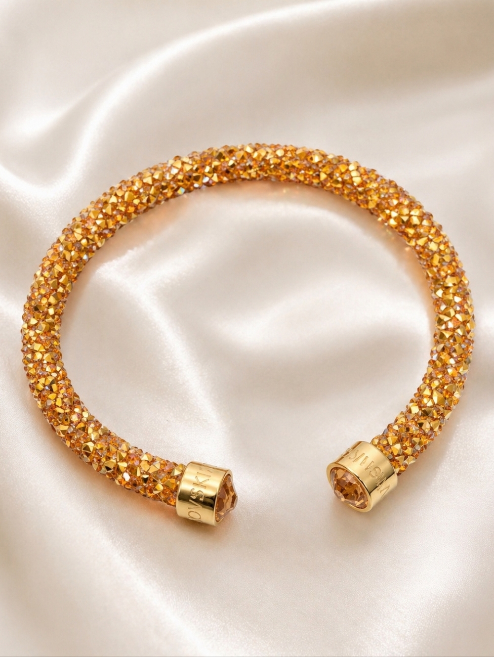 Swarovski Crystaldust Gold-Tone Open Cuff Bracelet - A Sparkle Statment Piece